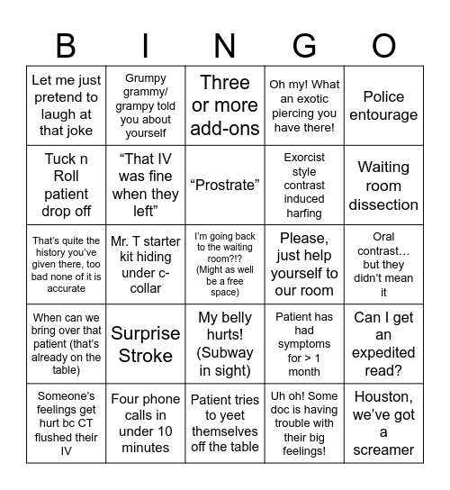 CT Bingo Card