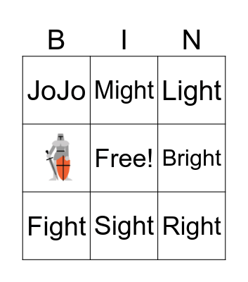 Ight Words Bingo Card