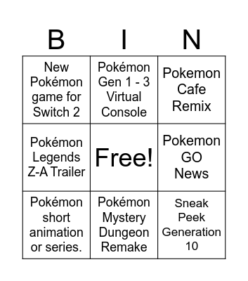 Pokemon Day Presentation BINGO Card
