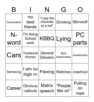 Noj Bingo Card