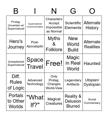 New Bingo Card SC Bingo Card