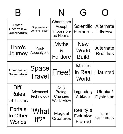 New Bingo Card SC Bingo Card