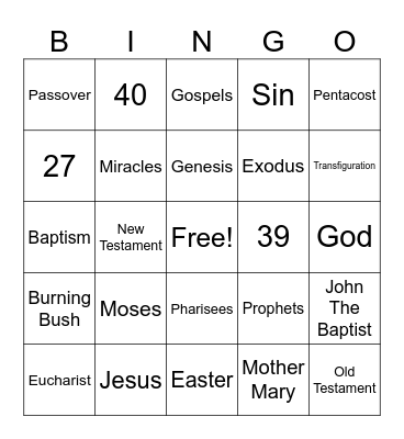 Bible Bingo Card