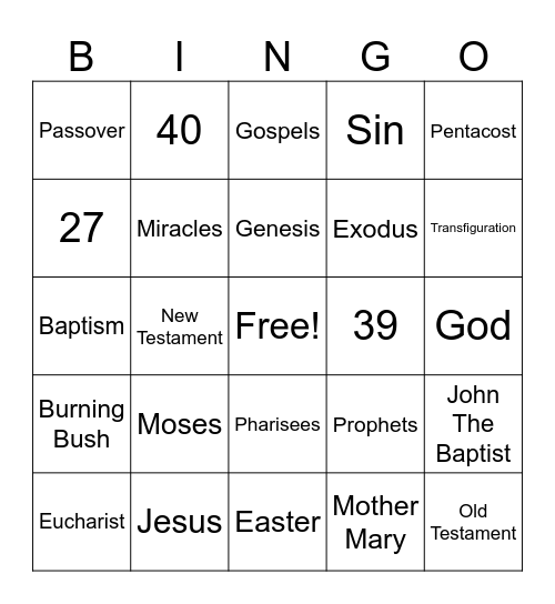 Bible Bingo Card