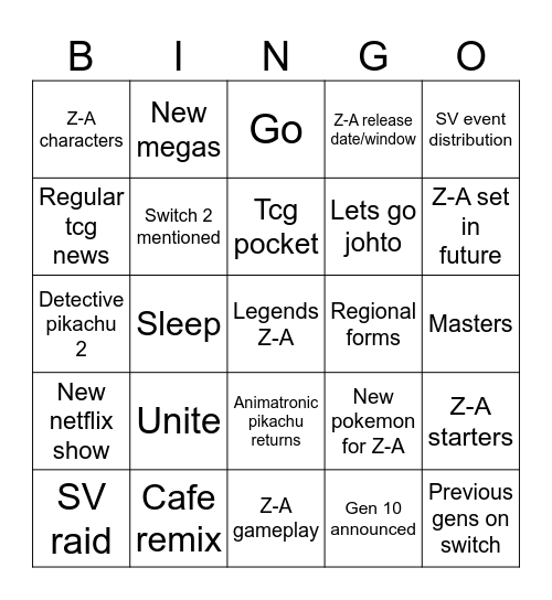Pokemon presents February 2025 Bingo Card