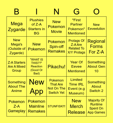 Pokemon Day 2025 Bingo Card