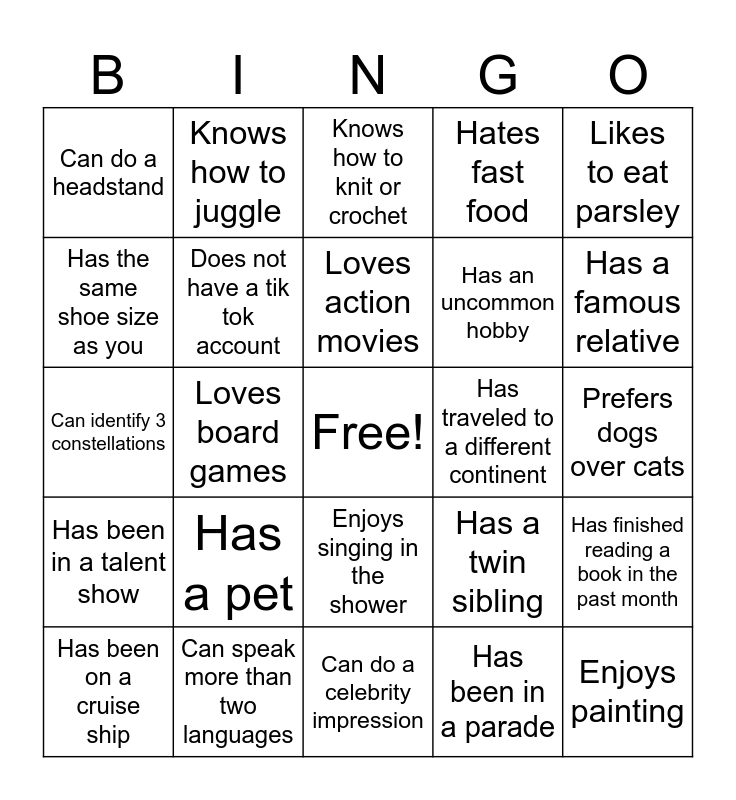 2025 PL Human Bingo Card