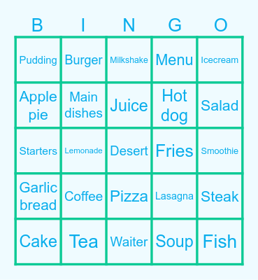 At The Restaurant Bingo Card