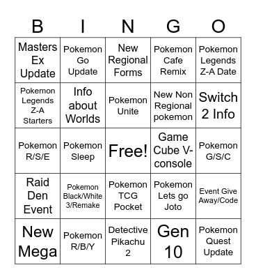 Pokemon Day Bingo Card 2025 Bingo Card