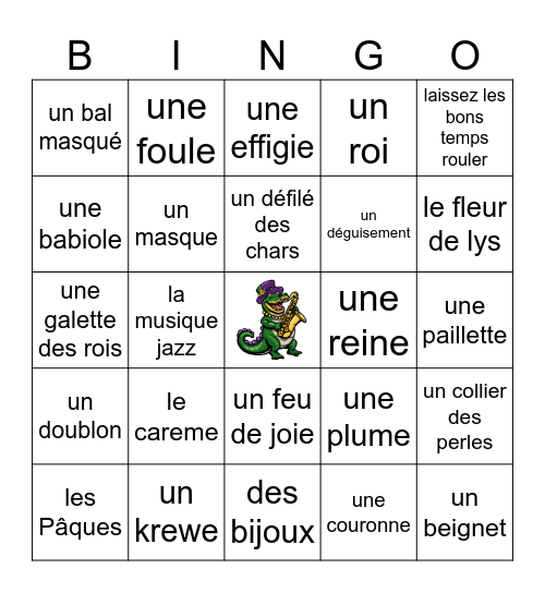 Mardi GrasBingo Card