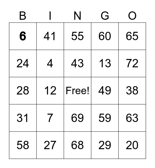 Fitz Family Bingo Card