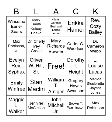 VIRGINIA BLACK HISTORY Bingo Card