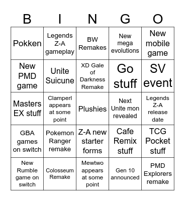 Pokemon Day 2025 Bingo Card