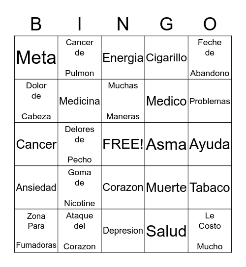 Loteria De Fumar Bingo Card