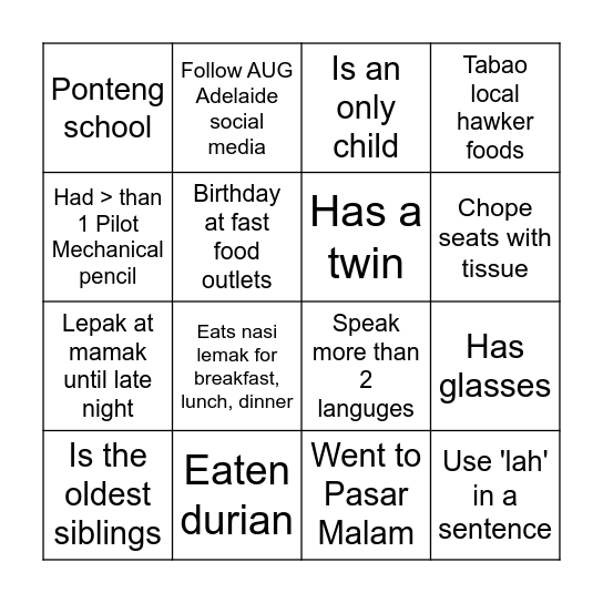 Ice Breaker Bingo Card