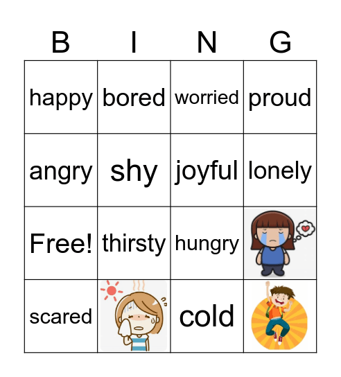 Feelings Bingo Card