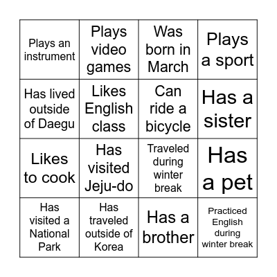 Find Someone Who... Bingo Card