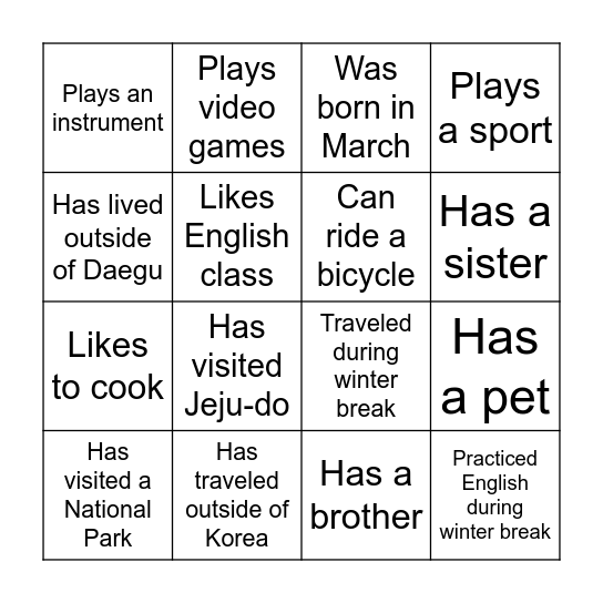 Find Someone Who... Bingo Card