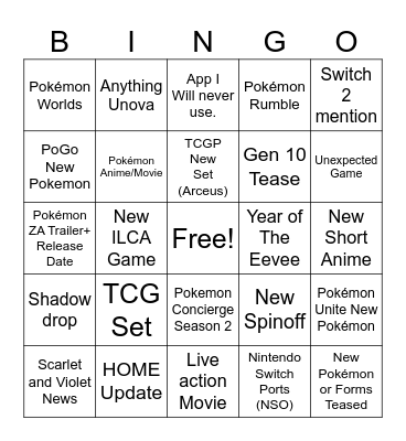 Pokémon Day 2025 Bingo Card