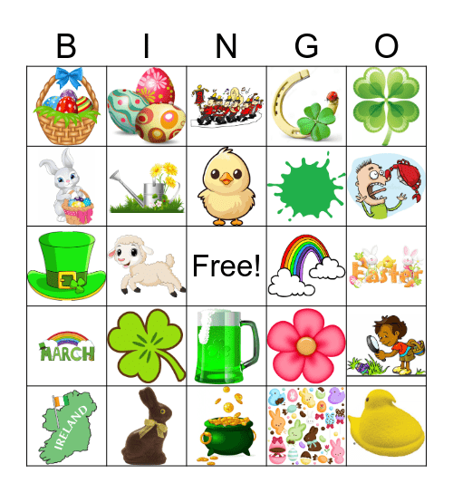 St. Patrick's Day and Easter Bingo Card