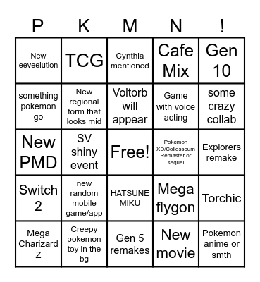 Pokemon Day Bingo Card