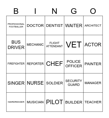 Jobs Bingo Card