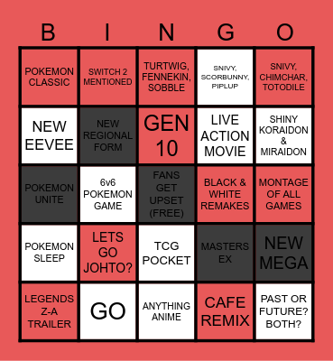 POKEMON PRESENTS Bingo Card