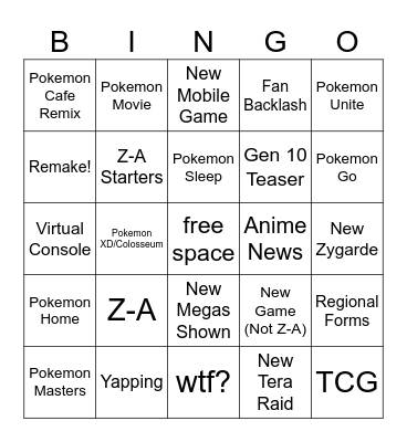 Pokemon Day 2025 Bingo Card