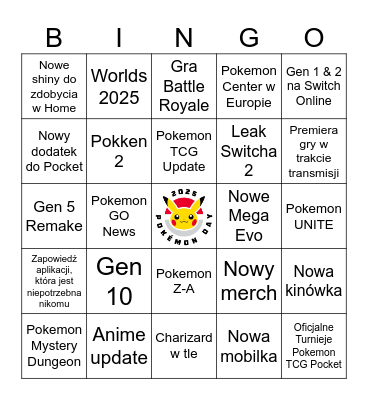 Pokémon Day 2025 Bingo Card