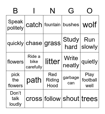Bingo Unit 9 Bingo Card