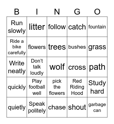 Bingo Unit 9 Bingo Card