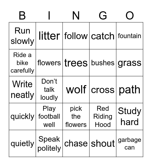 Bingo Unit 9 Bingo Card