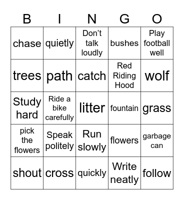 Bingo Unit 9 Bingo Card