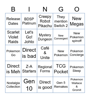 Pokemon Day 2025 Bingo Card