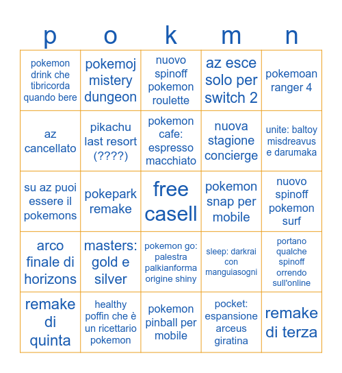 pokmon pr3sent bingo Card