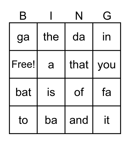 Common Words 1 and Lesson 1 Slides Bingo Card