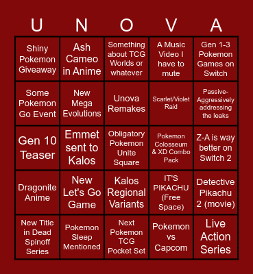 Pokemon Day 2025 Announcements Bingo Card