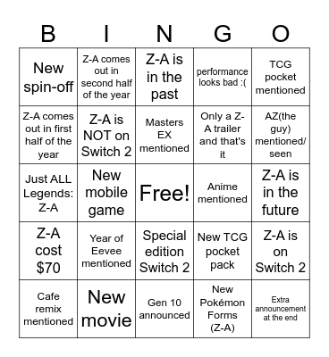 Pokémon Day 2025 Bingo Card