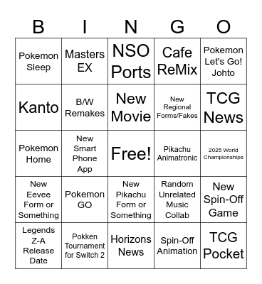 Pokemon Day 2025 JCT Bingo Card