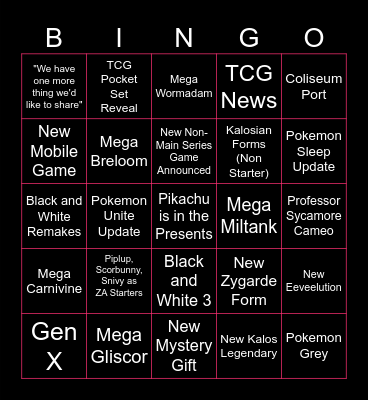 POKEMON PRESENTS BINGO Card