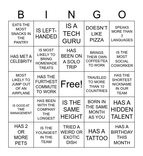 Fraud Ops: Find the coworker who Bingo Card