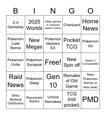 Pokemon Day 2025 Bingo Card