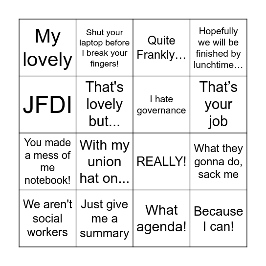 SHAZZA BINGO! Bingo Card