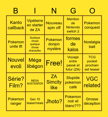 Pokemon presents Bingo Card