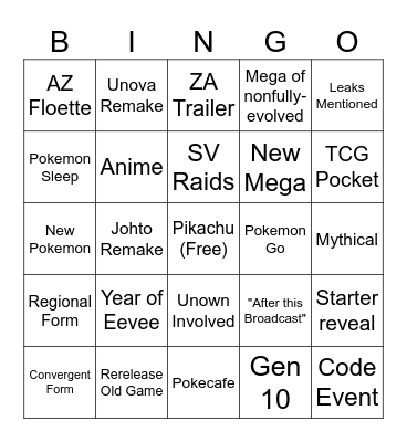 Pokemon Day 2025 Bingo Card