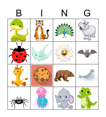 Animals Bingo Card