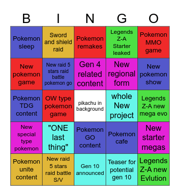 Pokemon presents 25 Bingo Card