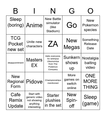 Pokemon Day Presents Bingo Card