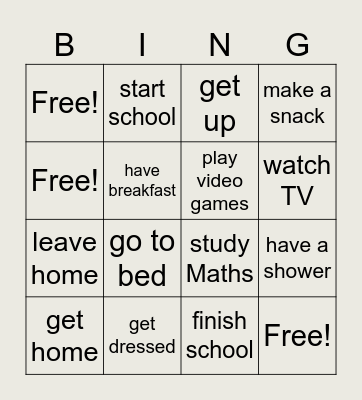 Daily Routine Bingo Card