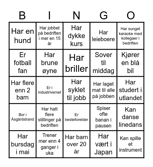 Vinterfest Bingo Card